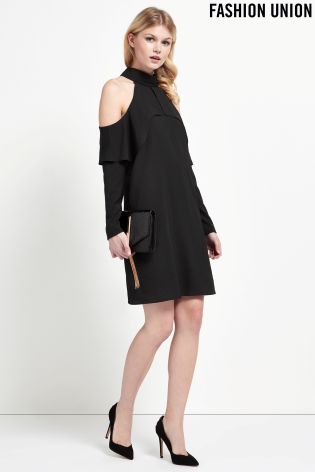 Fashion Union Cold Shoulder Shift Dress